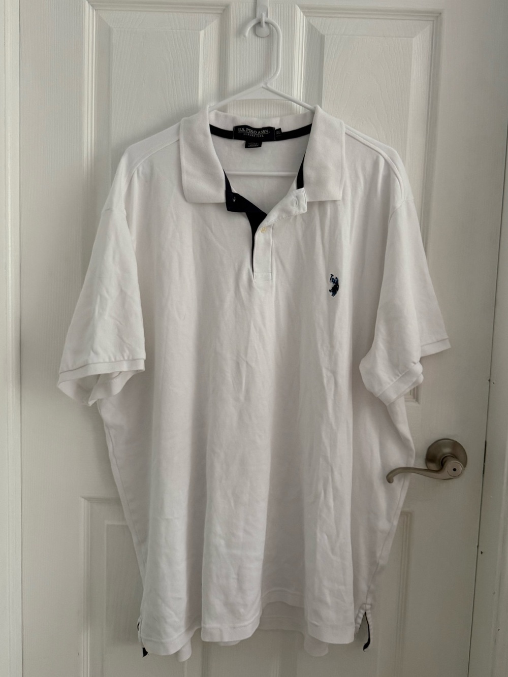 U.S. Polo Assn. White Polo with Navy Trim